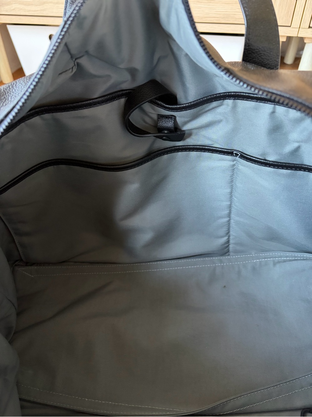 Away “the everywhere” Black Pebbled Leather Weekender Duffel Bag - Picture 8 of 11